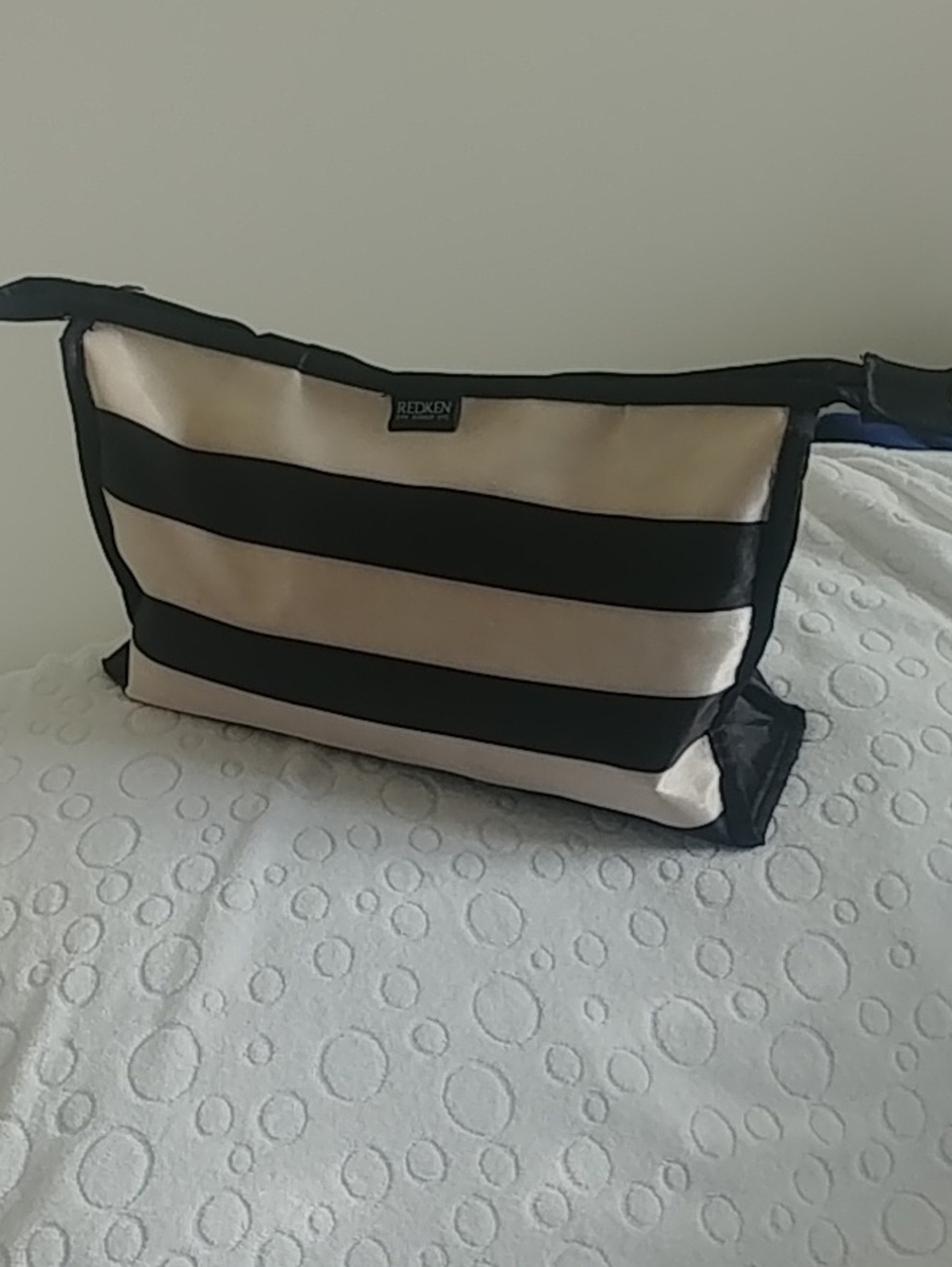 Redken 5th Avenue Black & White Striped Makeup Bag